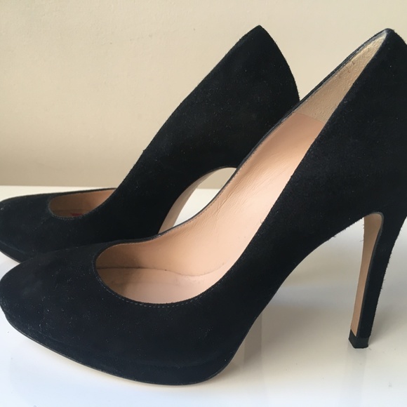 L. K. Bennett Shoes - L.K. Bennett SLEDGE BLACK SUEDE PLATFORM COURTS